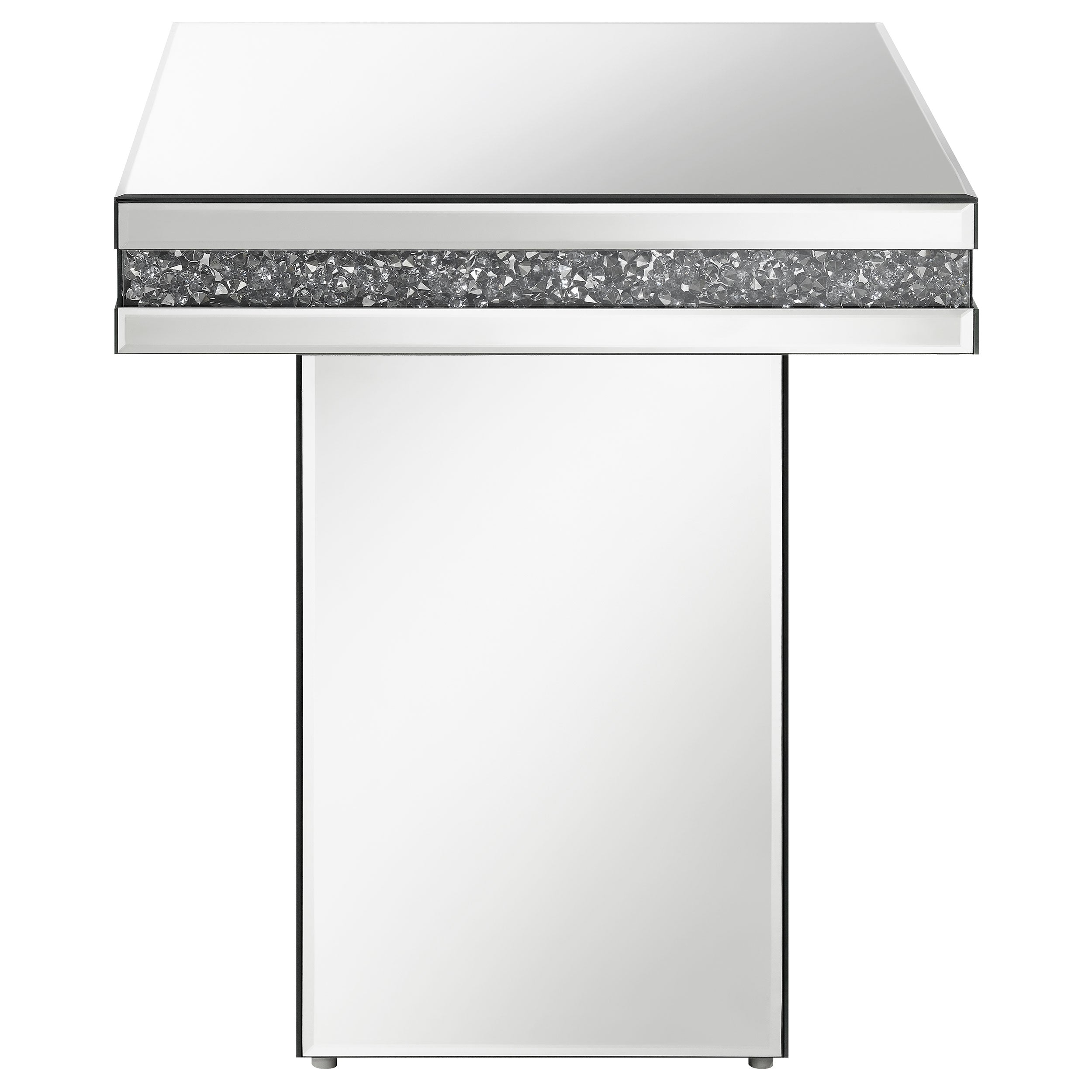Elora Square Mirrored Accent Side Table Silver — view 3
