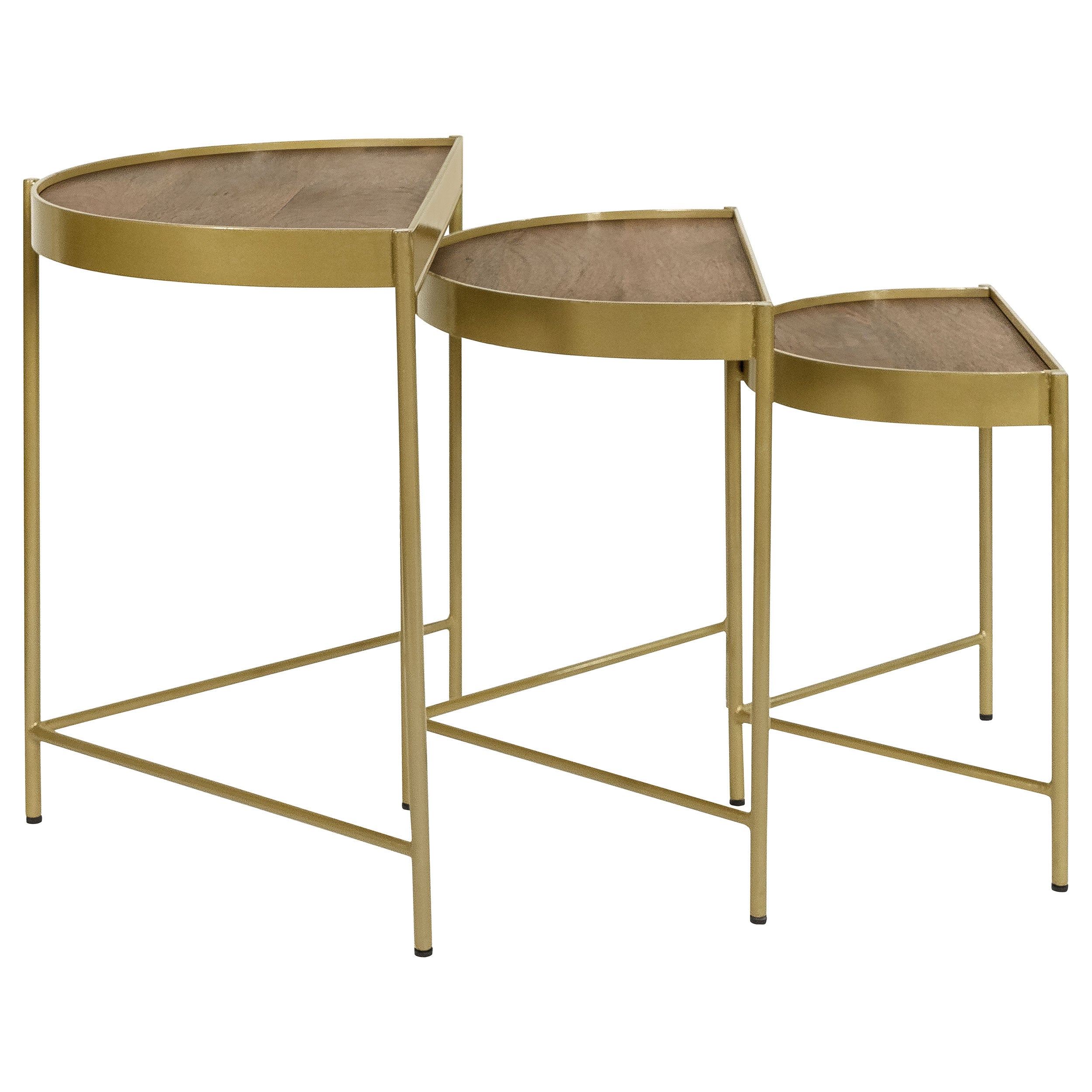 Tristen 3-Piece Demilune Nesting Table Brown and Gold — view 4