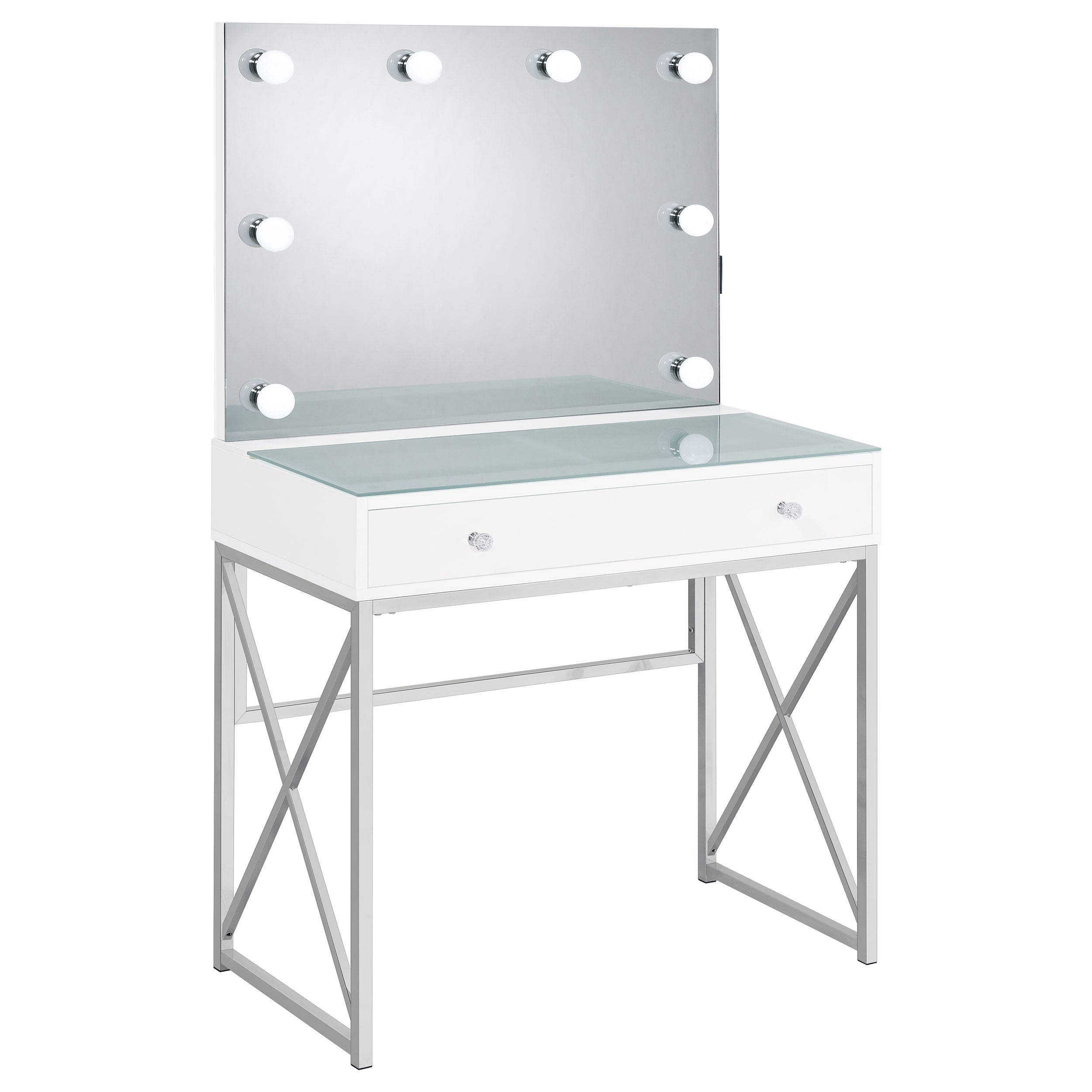 Eliza Vanity Set with Lighting & Stool White and Chrome — view 3