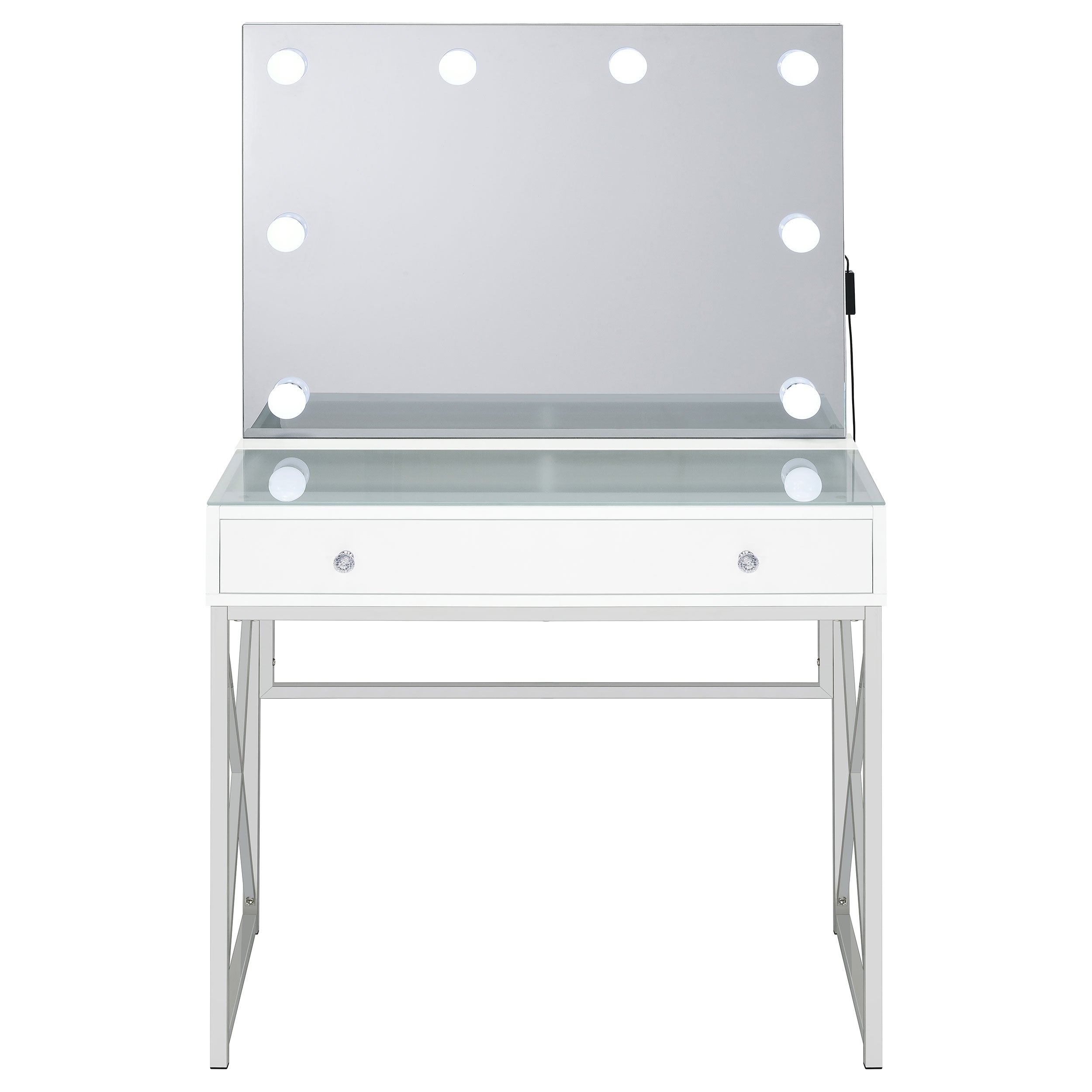 Eliza Vanity Set with Lighting & Stool White and Chrome — view 5