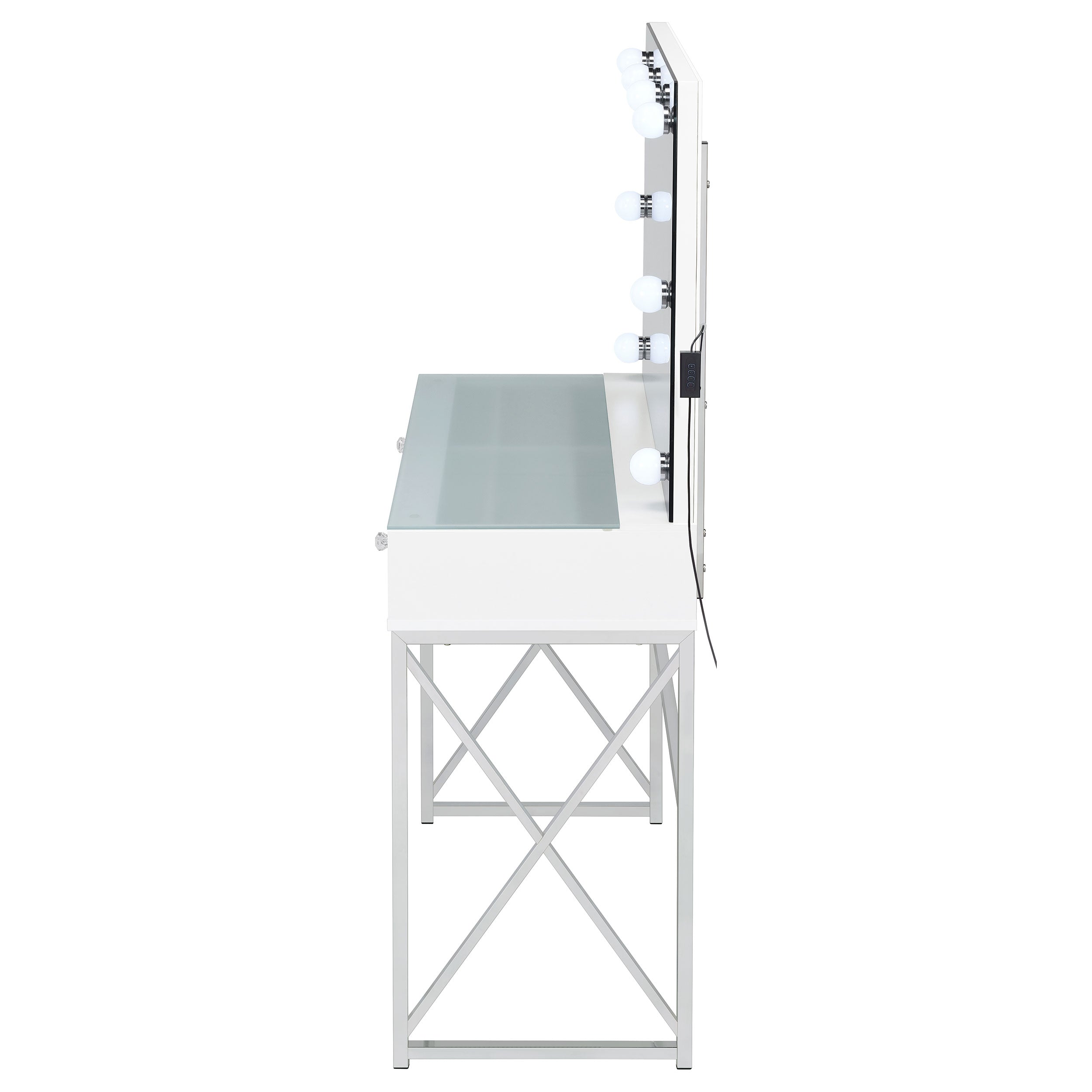 Eliza Vanity Set with Lighting & Stool White and Chrome — view 6