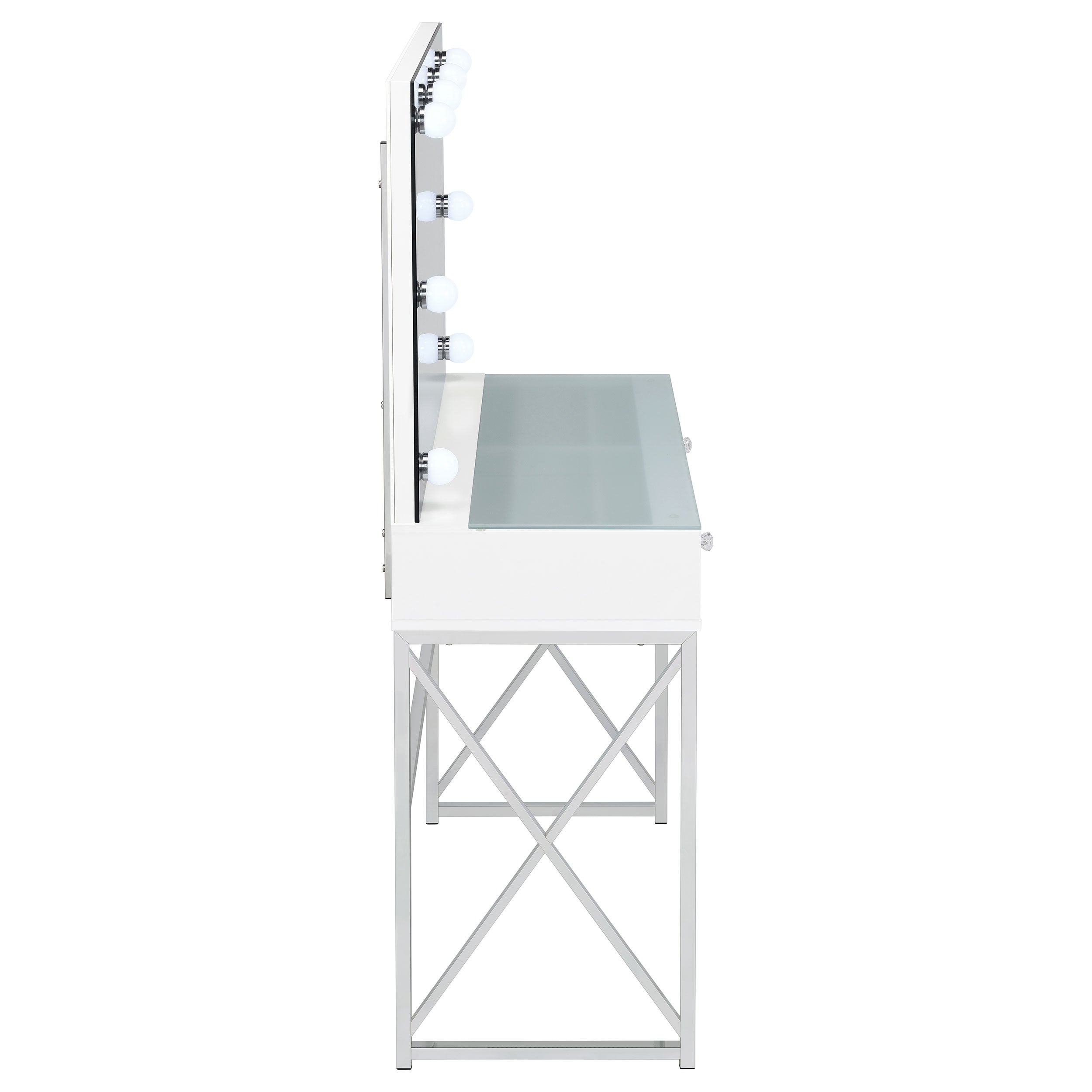 Eliza Vanity Set with Lighting & Stool White and Chrome — view 9