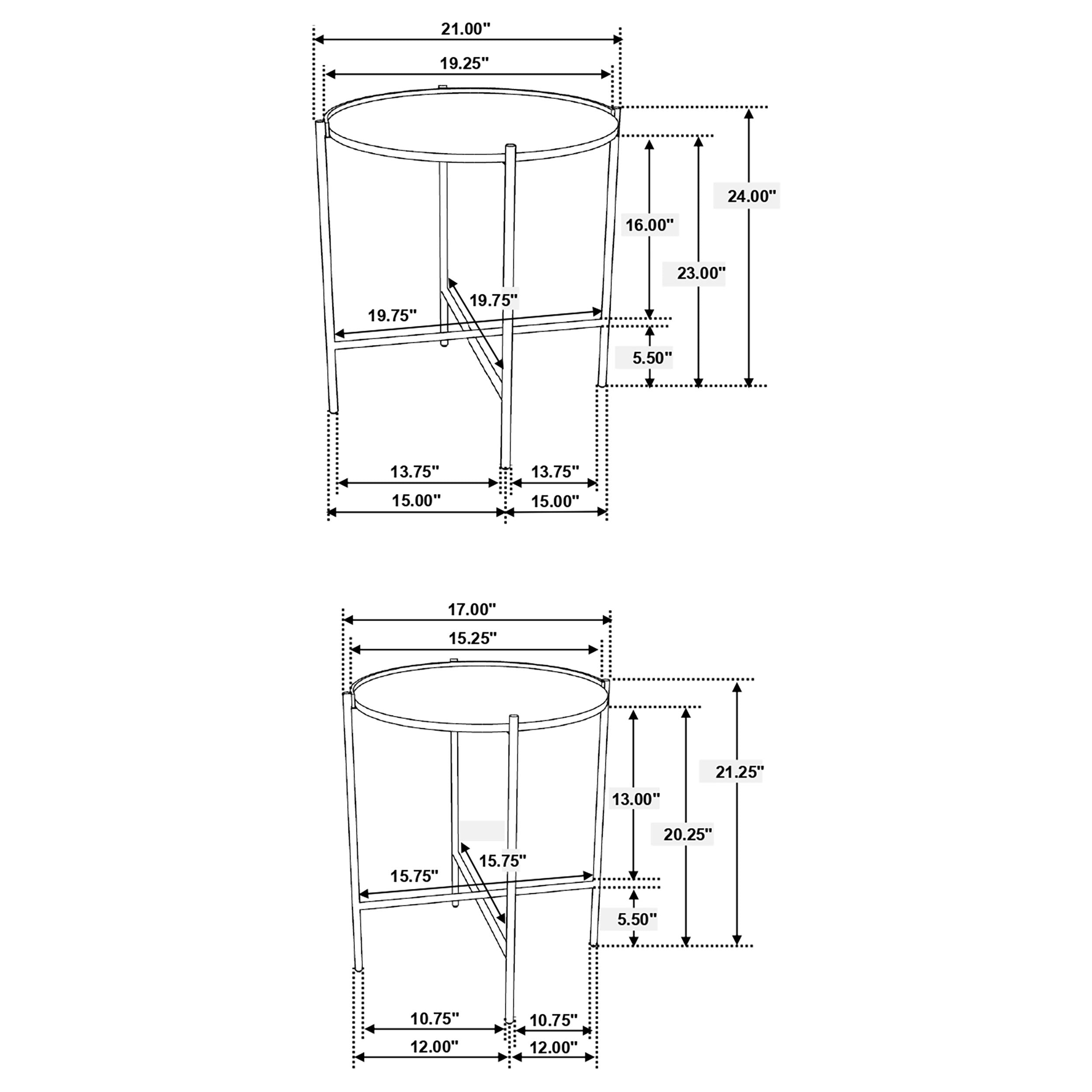 Malka 2-piece Round Wood Nesting Table Dark Brown and Gold — view 8