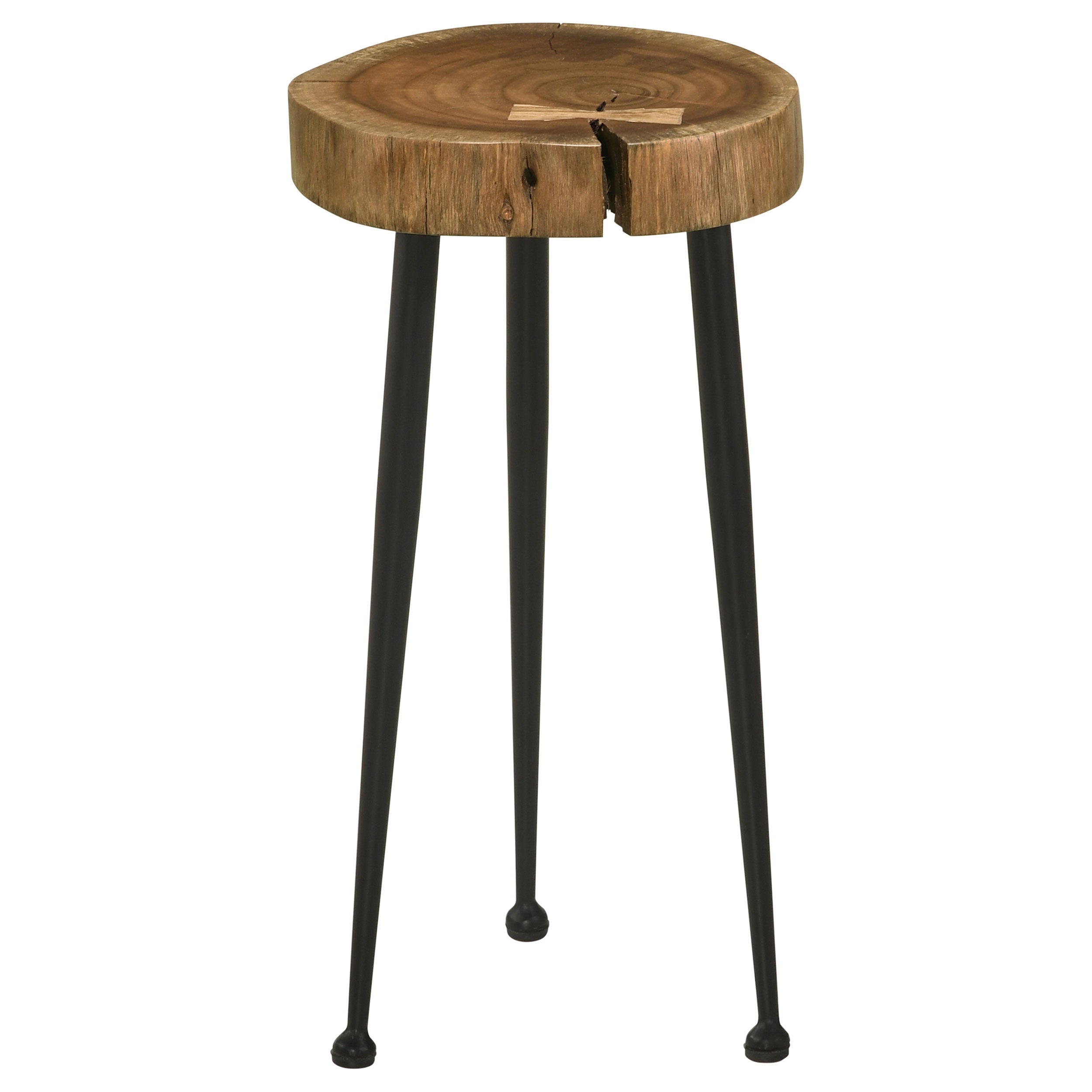 Keith Round Solid Tree Trunk Side Table Natural and Black — view 1