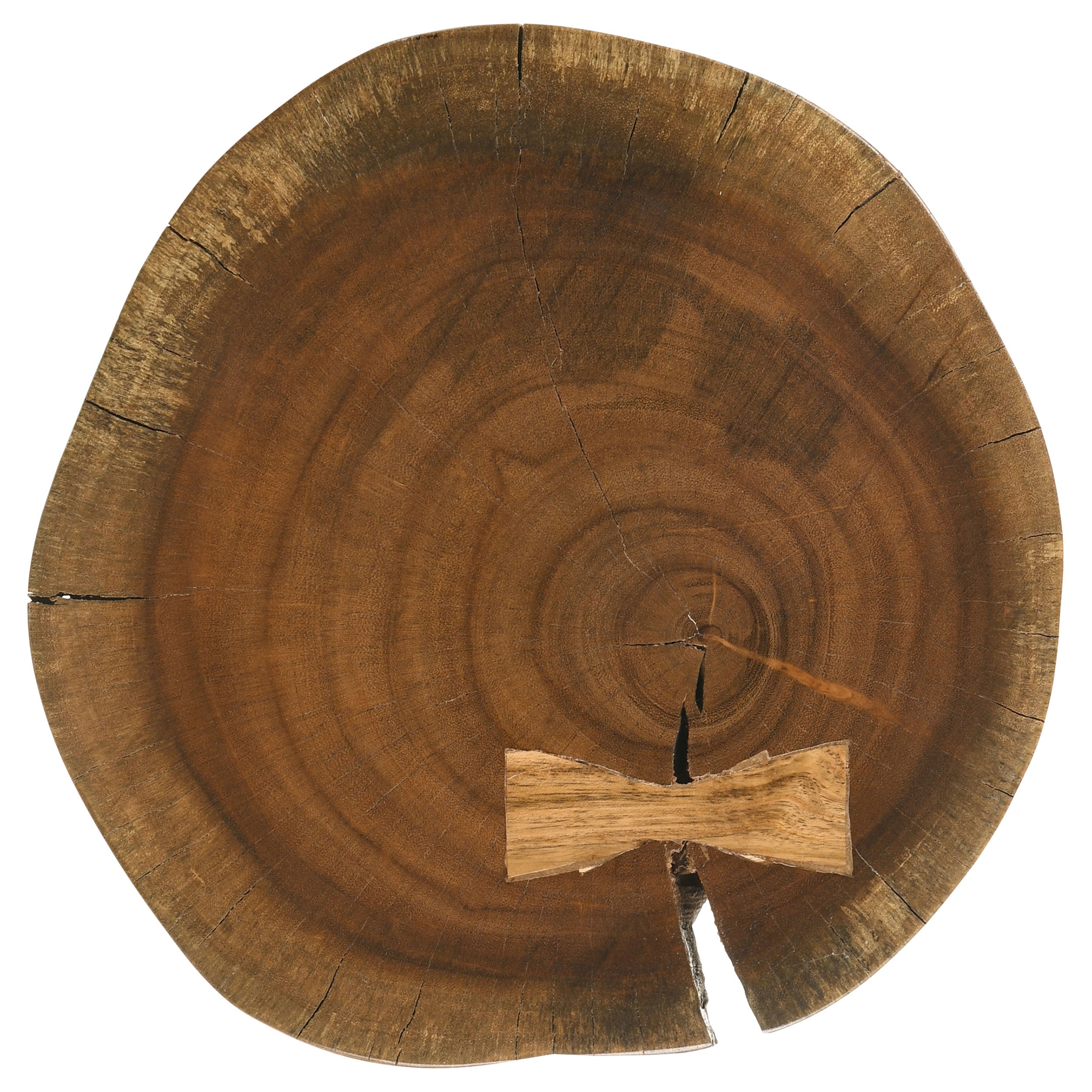 Keith Round Solid Tree Trunk Side Table Natural and Black — view 3