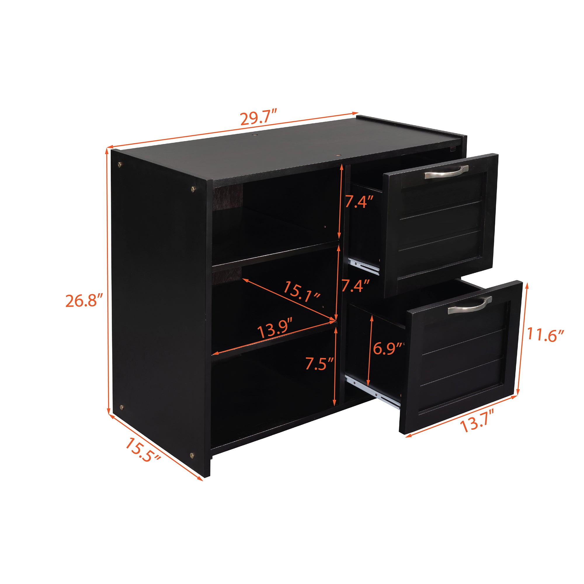 Low Twin Size Loft Bed with Cabinets, Shelves and Slide - Espresso(OLD SKU :LP000503AAP) - Atlantic Fine Furniture Melbourne FL