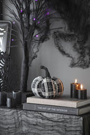 Light Plaid Pumpkin, For Holiday Halloween Decor - Black / White