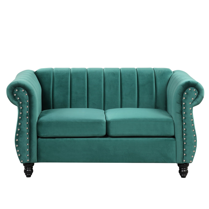 Modern Sofa Dutch Fluff Upholstered Sofa With Solid Legs, Buttoned Tufted Backrest