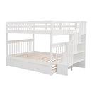 Stairway Bunk Bed With Storage And Guard Rail For Bedroom