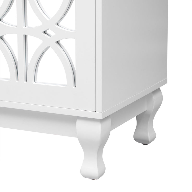 Modern Mirrored TV Stand, 3 Adjustable Shelves For Living Room
