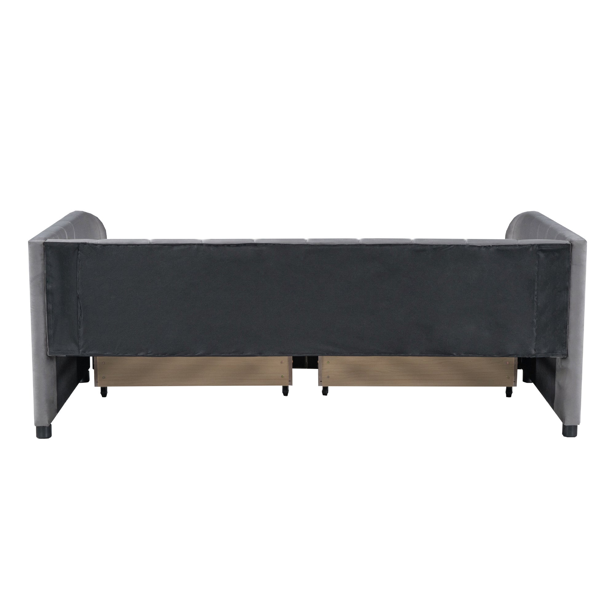 Twin Size Upholstered Daybed with Ergonomic Design Backrest and 2 Drawers, Gray - Atlantic Fine Furniture Melbourne FL