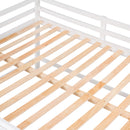 Full Size Low Loft Bed with Rolling Portable Desk, Drawers and Shelves, White(Old SKU: GX000711AAK)