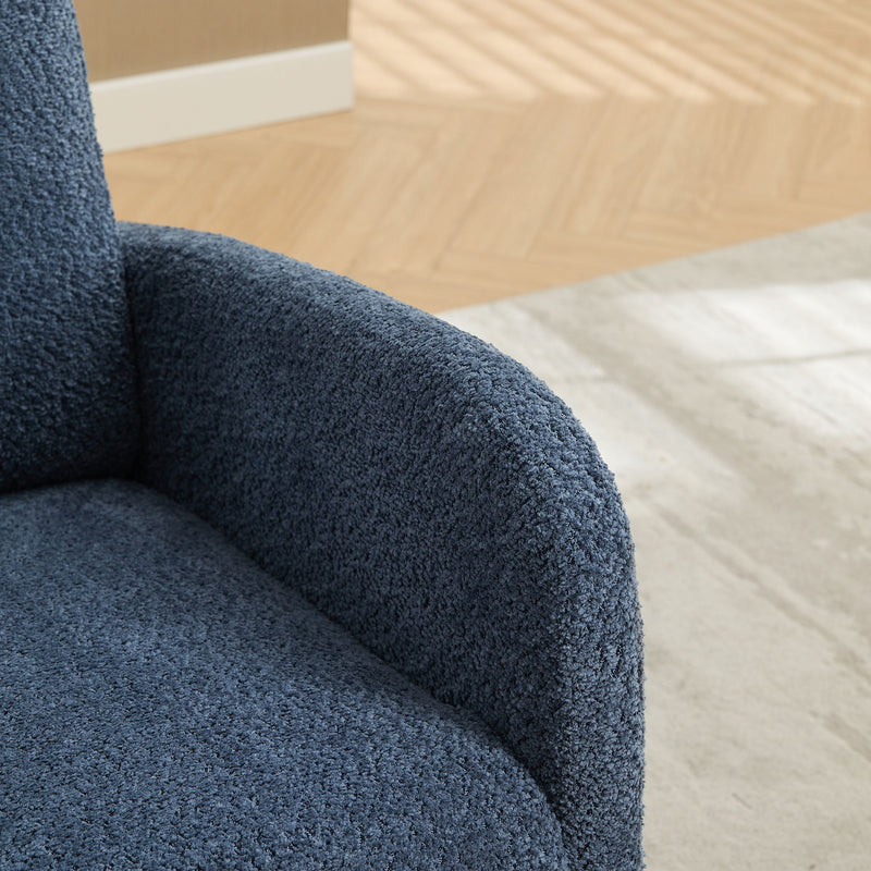 High Back Glider Rocking Chair With Retractable Footrest And Rubber Wood Legs
