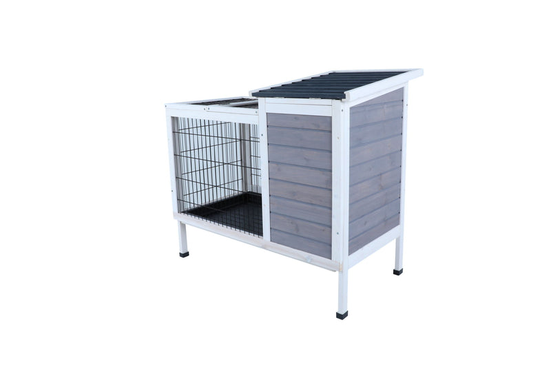 Two Tier Wooden Indoor / Outdoor Rabbit Cage For Small Animals With Runway And Leak-Proof Plastic Tray