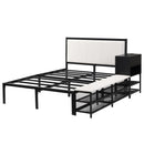 Platform Bed With 2 Tier Storage Shelves, Storage Cabinet