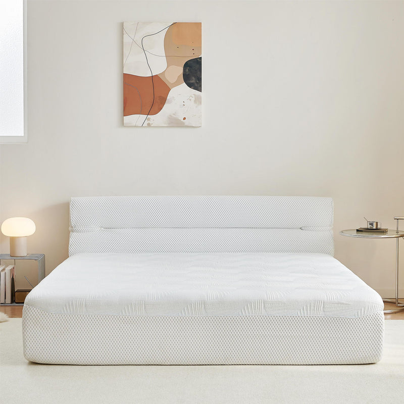 King Mattress & Bed Frame With Cool , Innovative All In One, Pressure Relief, Motion Isolation - White