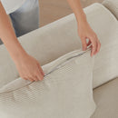 L Shaped Modular Sectional Sofa Corduroy And Movable Ottoman