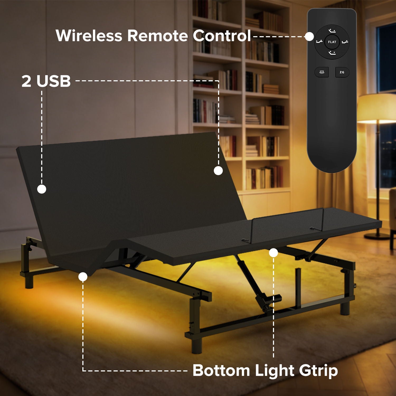 Daily Nest Adjustable Bed Base with Zero Gravity and Under-Bed Lighting