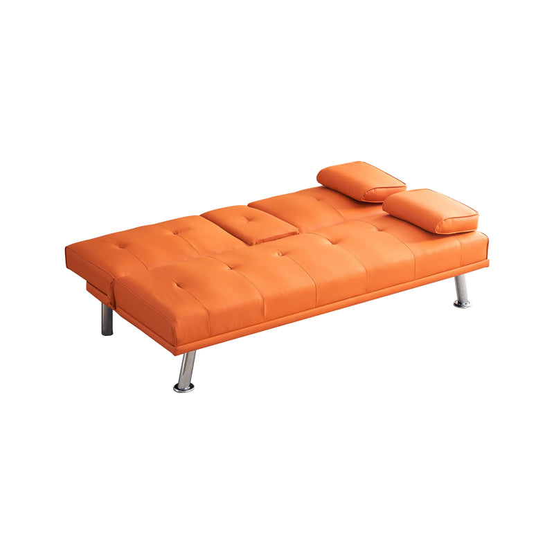 Leather Multifunctional Double Folding Sofa Bed For Office With Coffee Table