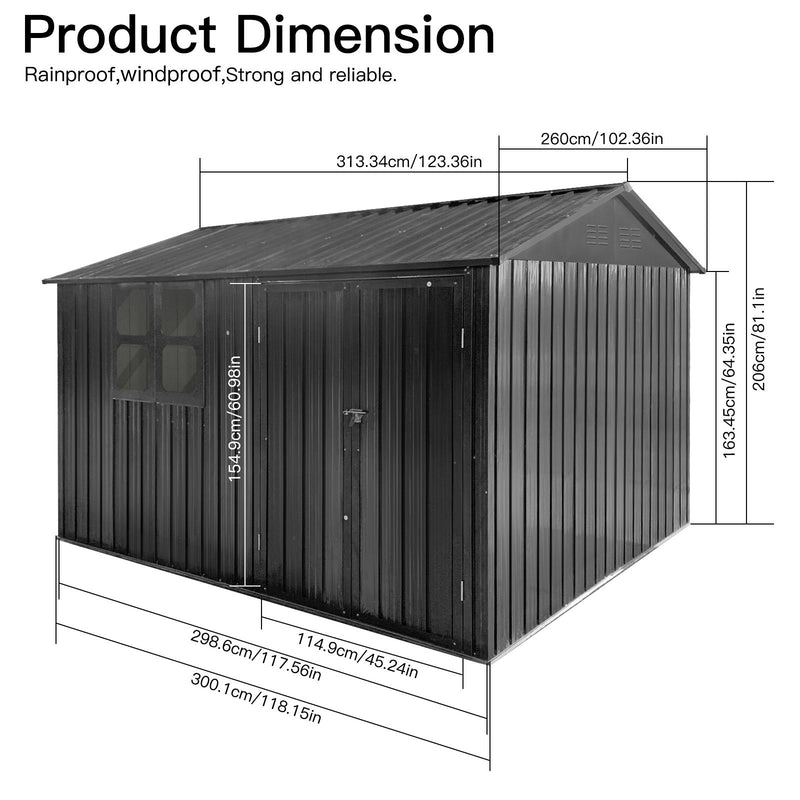 10' x 8' Garden Sheds Outdoor Storage Sheds With Window