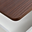 Adjustable End Table With Wheels, 360°Rotating Top And Storage Space