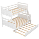 Twin over Full Bunk Bed with Ladder, Twin Size Trundle, Safety Guardrail, White(Old SKU: SM000208AAE-1)