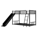 Metal Bunk Bed with Slide, Twin over Twin, Black