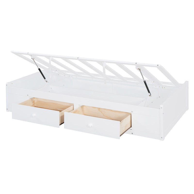 Bunk Bed With Drawers, Wardrobe, Storage Shelves And Hydraulic
