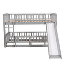 Low Bunk Bed With Slide, Fence And Ladder