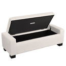 Textured Boucle Ottoman Bench With Hinged Lid For Seating And Storage - Beige