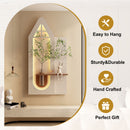 Adjustable 3 Color LED Sandstone Wall Decor With Simulated Plants, Glass Vase & Rabbit Statue - Light Coffee