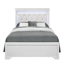 Shaker - 5 Pieces Bedroom Set With Crystal Inspired Tufted Headboard And LED Lighting