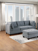 Modular Sofa Set 6pc Set Living Room Furniture Sofa Loveseat Tufted Couch Nail heads Gray Linen Like Fabric 4x Corner Wedge 1x Armless Chair and 1x Ottoman