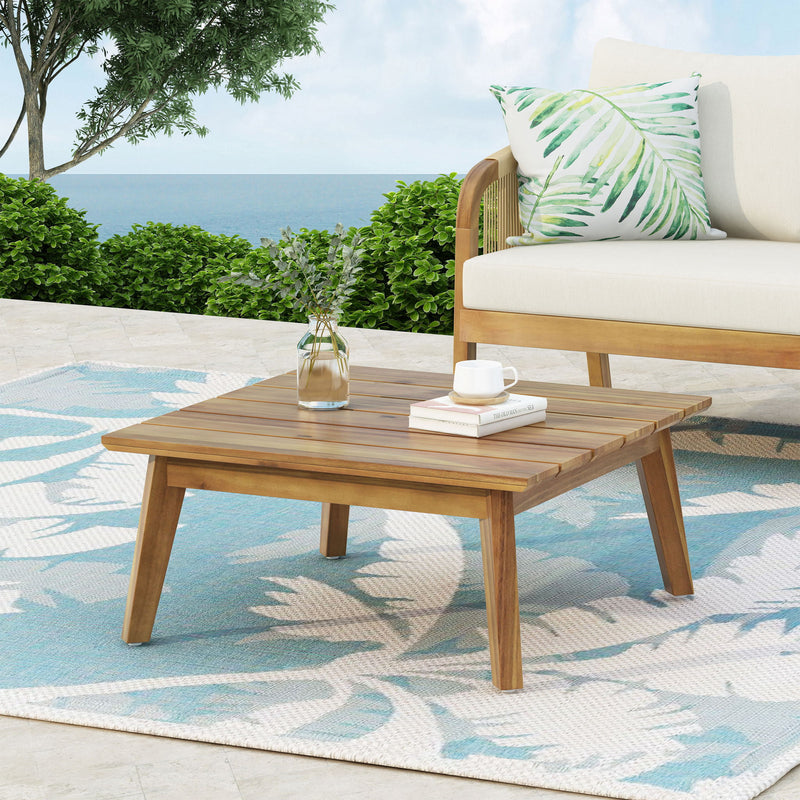 Crowne - Modern Coffee Table With Slat Design - Teak