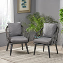 Outdoor Accent Chair With Aluminum Frame And Rattan Seating