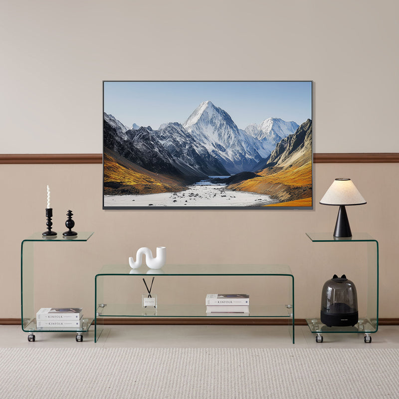 Clear Glass TV Table, Tempered Glass Stand For Living Room Decor - Transparent