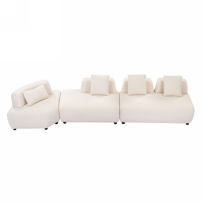 Contemporary 3 Piece Sectional Sofa Free Convertible Sofa With Four Removable Pillows For Living Room