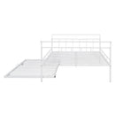Full Size Metal Daybed with Curved Handle Design and Twin Size Trundle, White