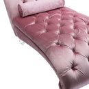 Velvet Chaise Lounge Indoor, Button Tufted Upholstered Chaise Lounge Chair With Pillow
