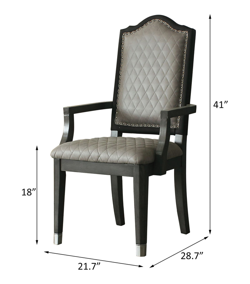 House Beatrice - Arm Chair (Set of 2) - Two Tone Gray Fabric & Charcoal