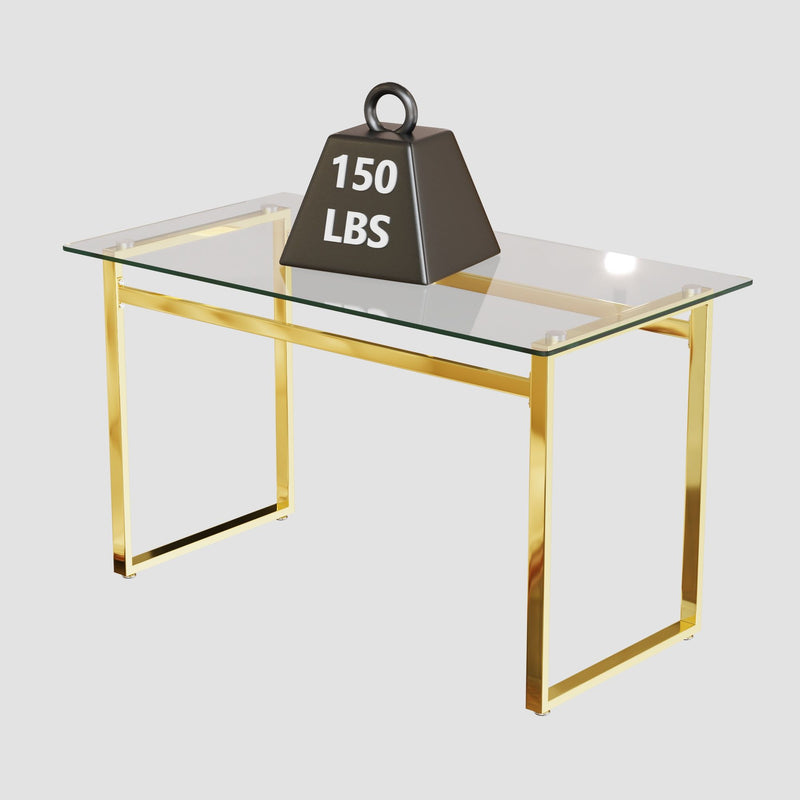Modern Glass Dining Table Set For 4 With Golden Plating Legs And Chairs - Transparent