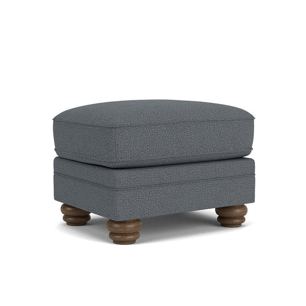 Bexley - Fabric Ottoman, Nailhead Trim - Blue