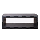 Beaded Edge Coffee Table, Rectangular Center Table With Open Storage Shelf - Black