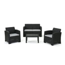 Zephyra - Outdoor 4 Piece Faux Wicker Rattan Chat Set With Water Resistant Cushions - Gray