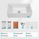 Kitchen Sink Workstation 33" Single Bowl Sink With Work Surface - White