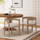 Modern Mid Century Dining Arm Chair Set With Upholstered Frame - Natural