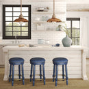 360° Swivel Wooden Barstools With Upholstered Seat, Counter Height (Set of 2)