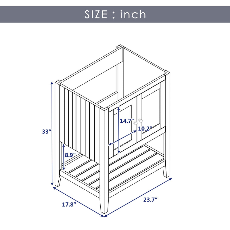 Bathroom Vanity Base Only, Soild Wood Frame, Bathroom Storage Cabinet With Doors And Open Shelf