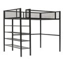 Loft Bed With 4 Tier Shelves And Storage