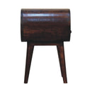 Wooden Circular Bedside Table With Open Slot - Walnut